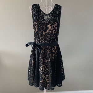 Betsy & Adam Lace Tulle Fit and Flare Dress